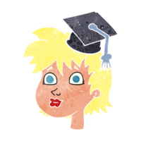 retro cartoon graduate woman png