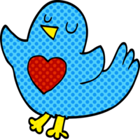 cartoon doodle bird with heart png