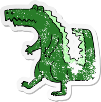 autocollant en détresse d'un crocodile de dessin animé original dessiné à la main png