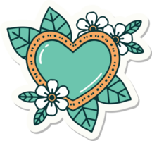 tatoeëren stijl sticker van een botanisch hart png