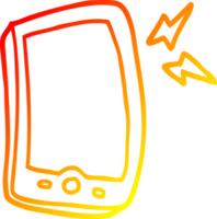 ligne de gradient chaud dessinant un téléphone portable de dessin animé png