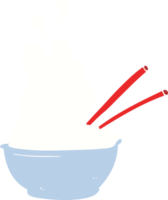 flat color illustration of a cartoon bowl of rice png