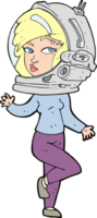 cartoon woman wearing space helmet png