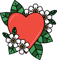 tatuagem tradicional de um coração botânico png