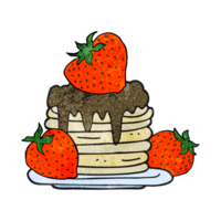 textured cartoon pancake stack with strawberries png