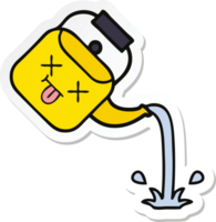 sticker of a cute cartoon pouring kettle png