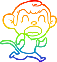 rainbow gradient line drawing shouting cartoon monkey running png