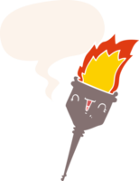 cartoon flaming chalice and speech bubble in retro style png