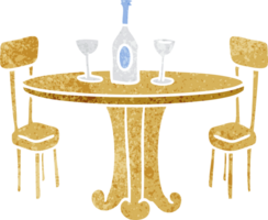 mesa de jantar de doodle de desenho retrô e bebidas png