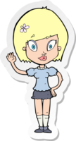 sticker of a cartoon pretty girl waving png