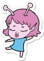 sticker of a cute alien girl cartoon png