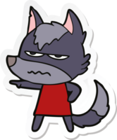 sticker of a cartoon annoyed wolf png