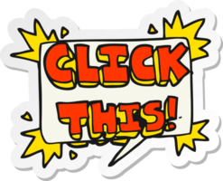 sticker of a cartoon click here sign png