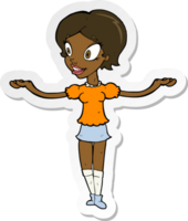 klistermärke av en tecknad kvinna med breda armar png