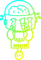 desenho de linha de gradiente frio desenho animado robô chorando png