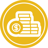 icono circular de dinero apilado png