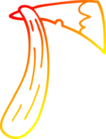 caricatura de dibujo de línea de gradiente cálido de un hacha png