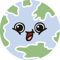 flat color retro cartoon planet earth png