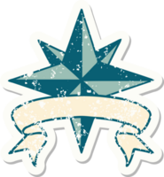 grunge sticker with banner of a star png