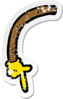 retro distressed sticker of a cartoon pointing arm png