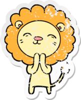 distressed sticker of a cartoon lion png