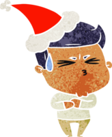 retro cartoon of a frustrated man wearing santa hat png