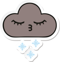 sticker of a cute cartoon storm snow cloud png