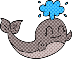 dessin animé doodle d'une baleine heureuse png