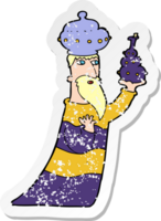 retro distressed sticker of a one of the three wise men png