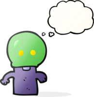 pensamiento burbuja dibujos animados pequeño extraterrestre png