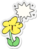 fleur de dessin animé et autocollant bulle png