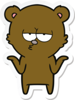 sticker of a bored bear cartoon shrugging png