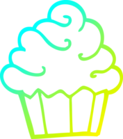 cold gradient line drawing cartoon cupcake png