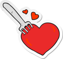 sticker of a cartoon fork in heart png