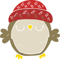 cute flat color style cartoon owl in hat png