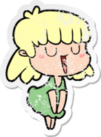 distressed sticker of a cartoon woman png