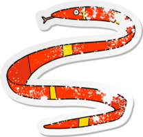 distressed sticker of a cartoon sea snake png