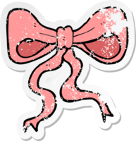 distressed sticker of a cartoon bow png