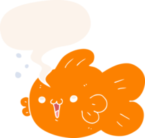 cartoon fish and speech bubble in retro style png