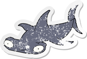 distressed sticker of a cartoon hammerhead shark png