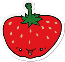 klistermärke av en tecknad jordgubbe png
