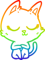 rainbow gradient line drawing calm cartoon cat png