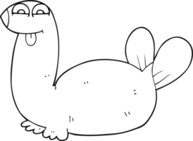 black and white cartoon seal png