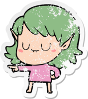 adesivo angosciato di una ragazza elfo cartone animato felice png
