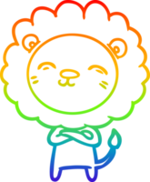 regnbågsgradient linjeteckning tecknade lejon png