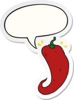 cartoon chili peper en tekstballon sticker png