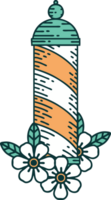 tattoo style icon of a barbers pole png