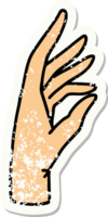 traditional distressed sticker tattoo of a hand png