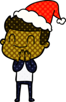 ilustração de estilo de quadrinhos de um homem amigável usando chapéu de papai noel png