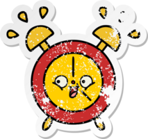 distressed sticker of a cute cartoon alarm clock png